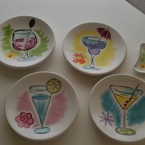 Set of four "cocktail" design plates